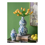 Ваза фигурная с сине-зелеными узорами распустившихся цветов Blossoming Spring варинант исполнения - 4 | Loft Concept в Кирове