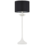 Настольная лампа с декором в виде белого цветка магнолии на каркасе и черным абажуром White Magnolia варинант исполнения - 3 | Loft Concept в Кирове