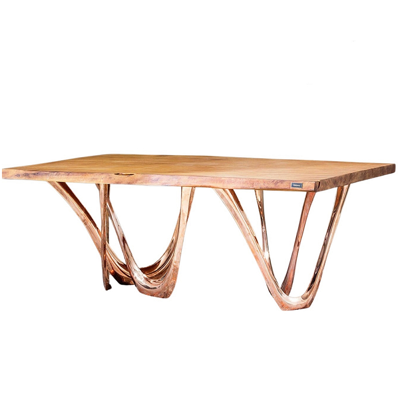 Обеденный стол прямоугольный с фигурными ножками G-table Золотой Обеденный стол прямоугольный с фигурными ножками G-table Золотой в Кирове | Loft Concept