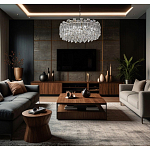 Круглая люстра с хрустальными подвесками на серебряном каркасе Gorgeous Crystal Light варинант исполнения - 12 | Loft Concept в Кирове