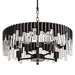 Люстра круглая из матового черного металла с подвесками из прозрачных стеклянных трубок Noir Tubes варинант исполнения - 1 | Loft Concept в Кирове