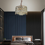 Люстра круглая с хрустальными подвесками на золотистом каркасе Roul Crystal Light варинант исполнения - 13 | Loft Concept в Кирове