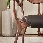 Стул деревянный с мягким сиденьем из коричневой натуральной кожи Moon Walnut Furniture варинант исполнения - 3 | Loft Concept в Кирове