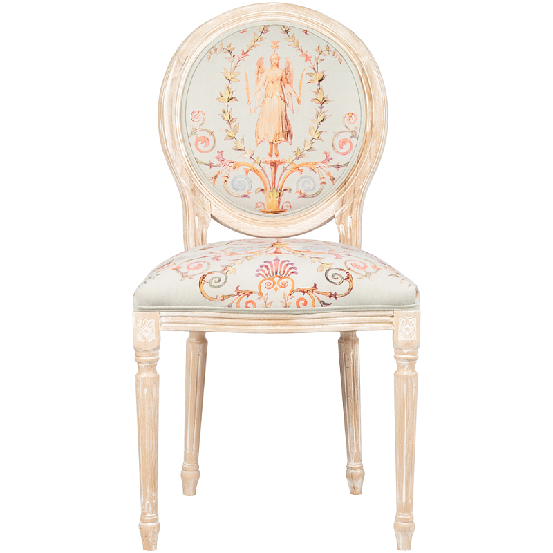 Стул из массива бука светло-серый с растительным орнаментом Raffael Angel Grey Chair Светло-серый Мульти Бежевый Стул из массива бука светло-серый с растительным орнаментом Raffael Angel Grey Chair Светло-серый Мульти Бежевый в Кирове | Loft Concept