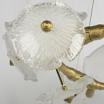 Люстра подвесная круглая с ветвистыми бронзовыми элементами и стеклянными рифлеными дисками Textured Glass Chandelier варинант исполнения - 4 | Loft Concept в Кирове