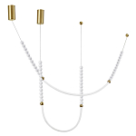 Подвесной светильник с 3-мя изогнутыми плафонами и белыми декоративными шариками PEARLS Suspension варинант исполнения - 2 | Loft Concept в Кирове