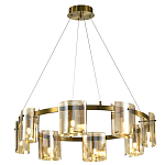 Люстра светодиодная с 8-ю цилиндрическими плафонами янтарного цвета из стекла и стали Andrea Сhandelier Amber варинант исполнения - 1 | Loft Concept в Кирове