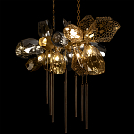 Люстра подвесная с 18-ю стеклянными плафонами с вертикальными подвесками Gilded Mirage  варинант исполнения - 8 | Loft Concept в Кирове