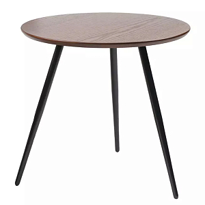 Кофейный столик с круглой столешницей на 3-х черных ножках Laconic Stylish Design