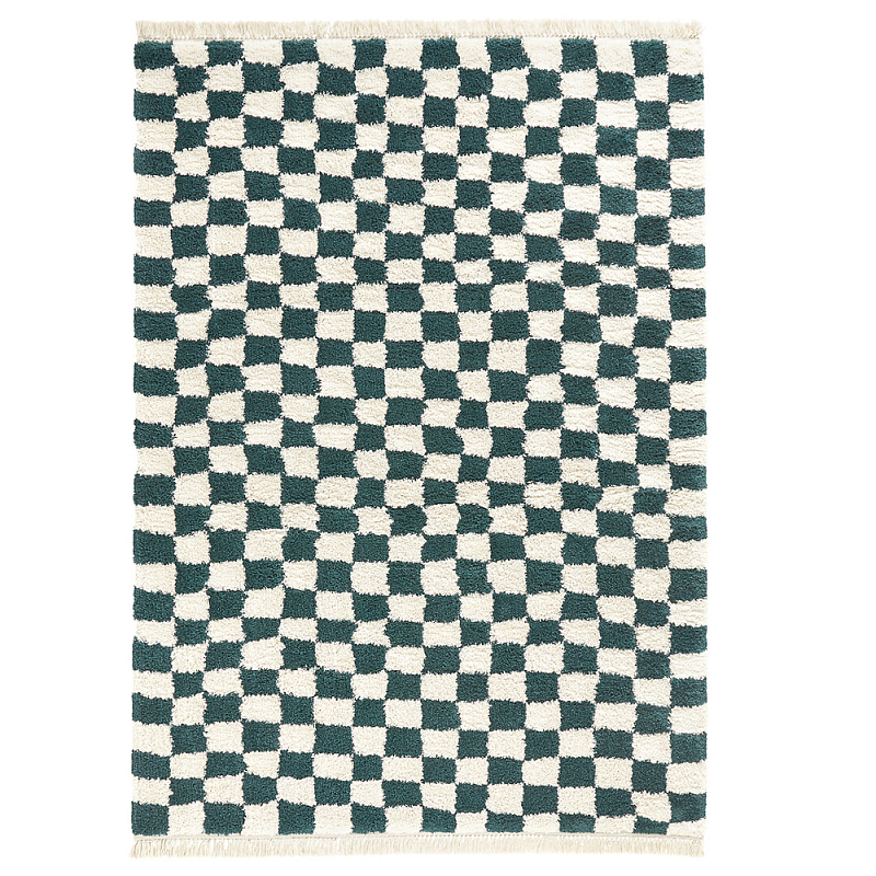 Ковер с шахматным принтом Chess Layout с эффектом шерсти Коньяк Зеленый Черный Ковер с шахматным принтом Chess Layout с эффектом шерсти Коньяк Зеленый Черный в Кирове | Loft Concept