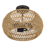 Потолочный светильник с плафоном из плетеного джута и черным каркасом Quoizel варинант исполнения - 3 | Loft Concept в Кирове