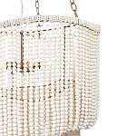 Двухъярусная люстра с подвесками из круглых деревянных бусин белая White Beads Two-tier Chandelier варинант исполнения - 3 | Loft Concept в Кирове