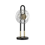 Настольная лампа черного цвета с круглым прозрачным стеклянным плафоном Virelia  варинант исполнения - 1 | Loft Concept в Кирове