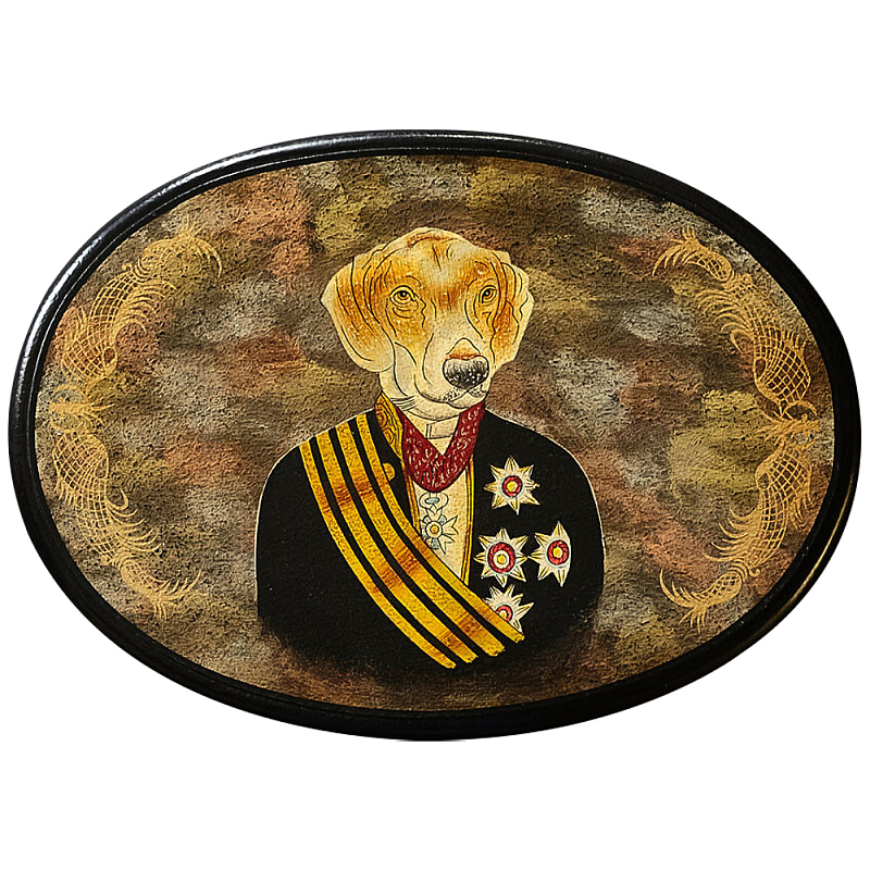Картина в овальной раме Chinoiserie Labrador Dog Portrait Золотой Черный Красный Мульти Картина в овальной раме Chinoiserie Labrador Dog Portrait Золотой Черный Красный Мульти в Кирове | Loft Concept