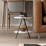 Стол приставной с 2-мя круглыми белыми столешницами ESSEL SIDE TABLE WHITE варинант исполнения - 10 | Loft Concept в Кирове