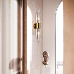 Бра с декором в виде хрустальных трубочек Nembus Brass Round Glass Wall Lamp варинант исполнения - 2 | Loft Concept в Кирове