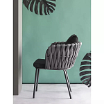 Стул мягкий с декором в виде плетеных лент на спинке и подлокотниках Semicircular Chair Decorated with Ribbons варинант исполнения - 2 | Loft Concept в Кирове