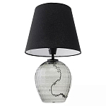 Настольная лампа с черным тканевым абажуром и фактурным прозрачным основанием Black Cone варинант исполнения - 2 | Loft Concept в Кирове