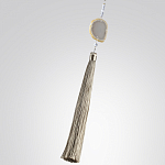 Подвесной светильник с шарообразным плафоном из белого стекла с подвеской из камня и кисточкой Agatelle варинант исполнения - 6 | Loft Concept в Кирове