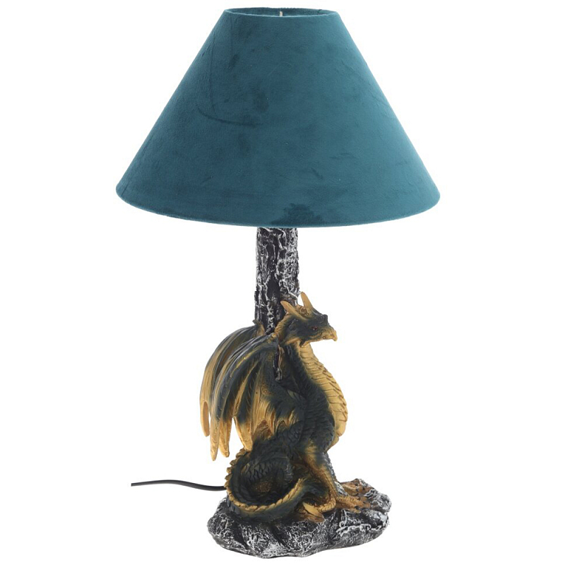 Настольная лампа Дракон Dragon Black Gold Table Lamp Синий Абажур Синий Золотой Черный Мульти Настольная лампа Дракон Dragon Black Gold Table Lamp Синий Абажур Синий Золотой Черный Мульти в Кирове | Loft Concept