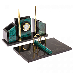 Настольный письменный набор из змеевика с часами Successful Leader варинант исполнения - 2 | Loft Concept в Кирове