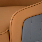 Стул оранжевый с высокой спинкой из искуственной кожи на серых металлических ножках Enigma Orange варинант исполнения - 4 | Loft Concept в Кирове