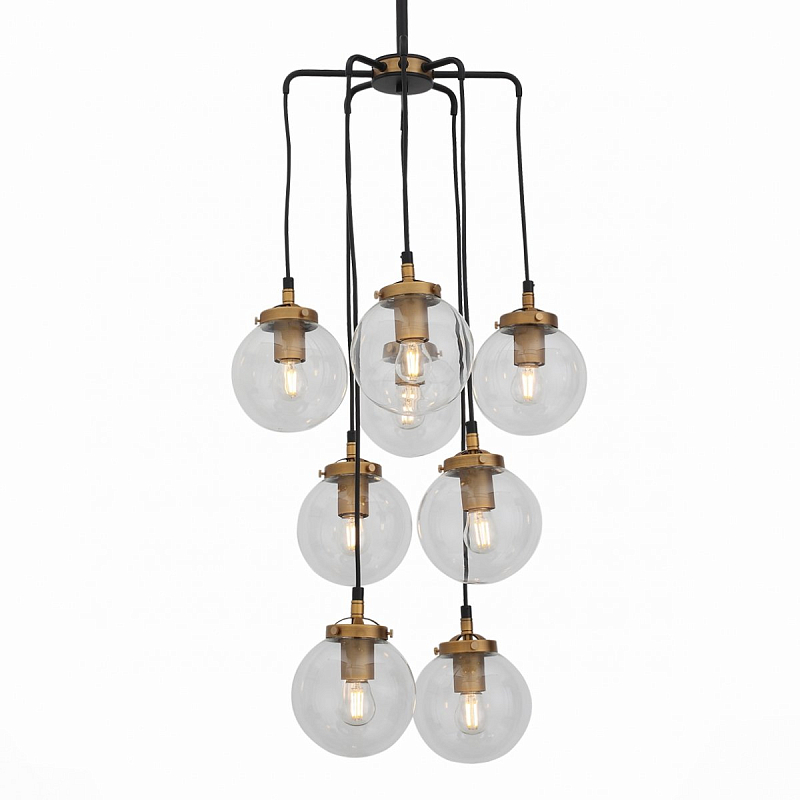 Люстра Bistro Globe Clear Glass Chandelier 8 Tower Золотой Люстра Bistro Globe Clear Glass Chandelier 8 Tower Золотой в Кирове | Loft Concept
