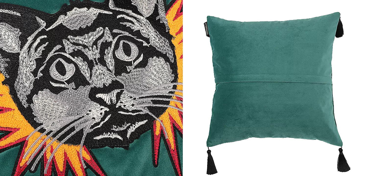 Декоративная подушка с вышивкой Стиль Gucci Cat Cushion Декоративная подушка с вышивкой Стиль Gucci Cat Cushion - Loft-Concept в Кирове