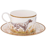 Чайная пара из фарфора с изображением собаки и уток 300 мл Hunting Porcelain Collection варинант исполнения - 1 | Loft Concept в Кирове