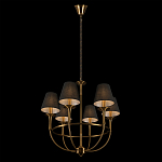 Люстра на металлическом основании бронзового цвета с 6-ю черными конусовидными абажурами Dignity варинант исполнения - 5 | Loft Concept в Кирове