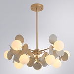 Люстра на штанге с 10-ю белым шарообразным плафоном и декоративными металлическими элементами в виде лепестков серого цвета Matisse варинант исполнения - 2 | Loft Concept в Кирове