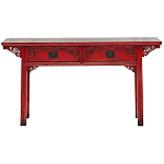 Деревянная консоль в китайском стиле с 2-мя ящиками с резным декором красная Yan Chinese Console Table варинант исполнения - 1 | Loft Concept в Кирове