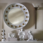 Зеркало белое с круглыми золотыми декоративными элементами Prince of the Church варинант исполнения - 3 | Loft Concept в Кирове