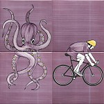 Плитка с узором Осьминог велосипедист варинант исполнения - 1 | Loft Concept в Кирове