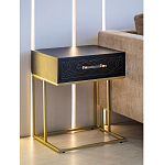 Приставной столик с резным узором на выдвижном ящике Black Table Carved Pattern варинант исполнения - 7 | Loft Concept в Кирове