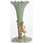 Ваза зеленая фарфоровая с волнистым краем с бронзовой фигуркой журавля Eden Garden  варинант исполнения - 3 | Loft Concept в Кирове