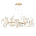 Люстра круглая с белыми лепестками из керамики и прозрачными хрустальными цветками Диаметр 82 см Wintery flovers варинант исполнения - 3 | Loft Concept в Кирове