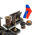 Настольный письменный набор с часами из природного камня обсидиана Peace Contract варинант исполнения - 5 | Loft Concept в Кирове