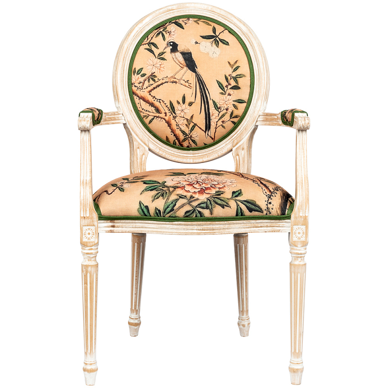 Стул с подлокотниками Beige and Green Chinoiserie Chair Бежевый Зеленый Стул с подлокотниками Beige and Green Chinoiserie Chair Бежевый Зеленый в Кирове | Loft Concept