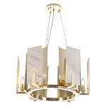 Люстра подвесная круглая с мраморными прямоугольными вставками и золотым основанием Диаметр 55 см Marble square Chandelier варинант исполнения - 1 | Loft Concept в Кирове