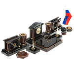 Настольный письменный набор с часами из природного камня обсидиана Peace Contract варинант исполнения - 2 | Loft Concept в Кирове