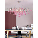 Люстра овальная с розовыми стеклянными подвесками в форме капель FAIRYTREE Light варинант исполнения - 4 | Loft Concept в Кирове