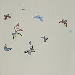 Обои ручная роспись Butterflies Icarus on Rose Shadow metallic silk варинант исполнения - 2 | Loft Concept в Кирове