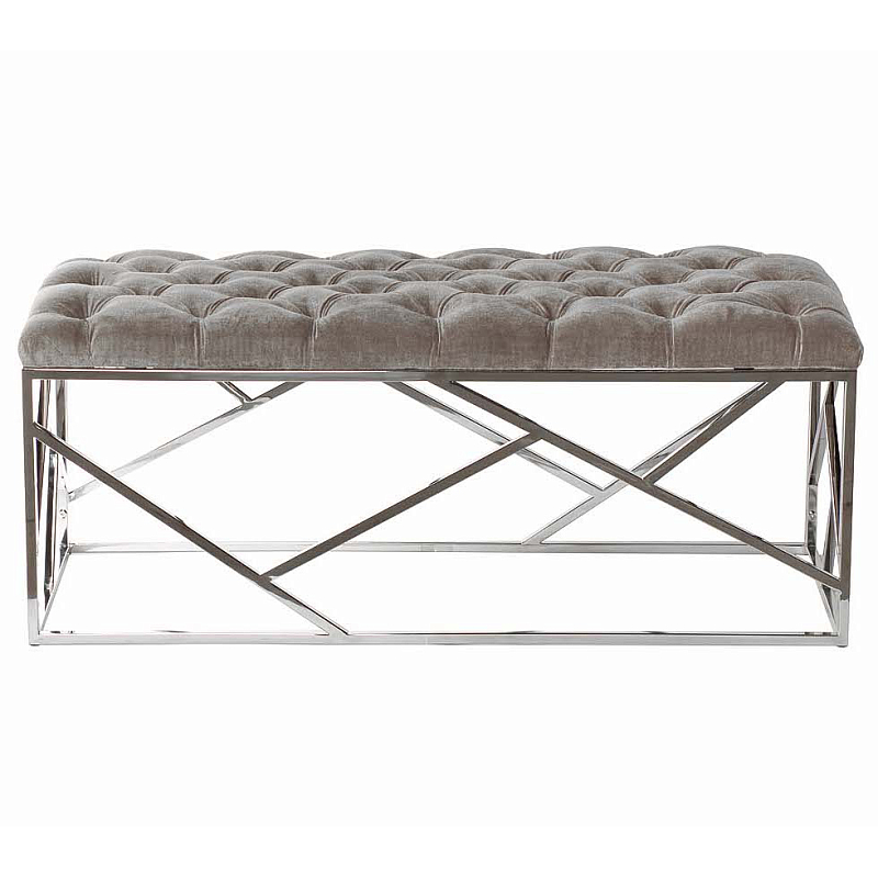 Банкетка Serene Furnishing Chromium Top Бежево-серый Хром Банкетка Serene Furnishing Chromium Top Бежево-серый Хром в Кирове | Loft Concept