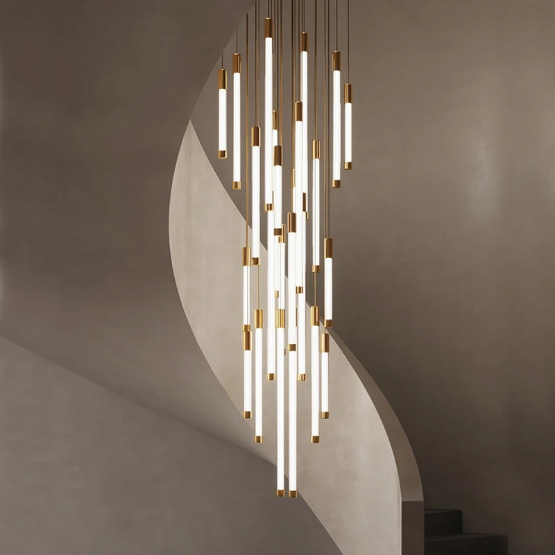 Люстра в современном стиле с 30-ю каскадными светодиодными лампами Golden LED Rain Золотой Белый Люстра в современном стиле с 30-ю каскадными светодиодными лампами Golden LED Rain Золотой Белый в Кирове | Loft Concept