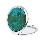 Зеркало карманное складное круглое из натурального камня Малахит с Хризоколлой в подарочной упаковке Silver Stone Mirrors варинант исполнения - 2 | Loft Concept в Кирове
