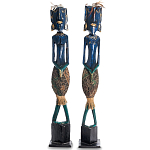 Комплект из 2-х деревянных статуэток Asmat Tall Statuettes Blue Green варинант исполнения - 1 | Loft Concept в Кирове