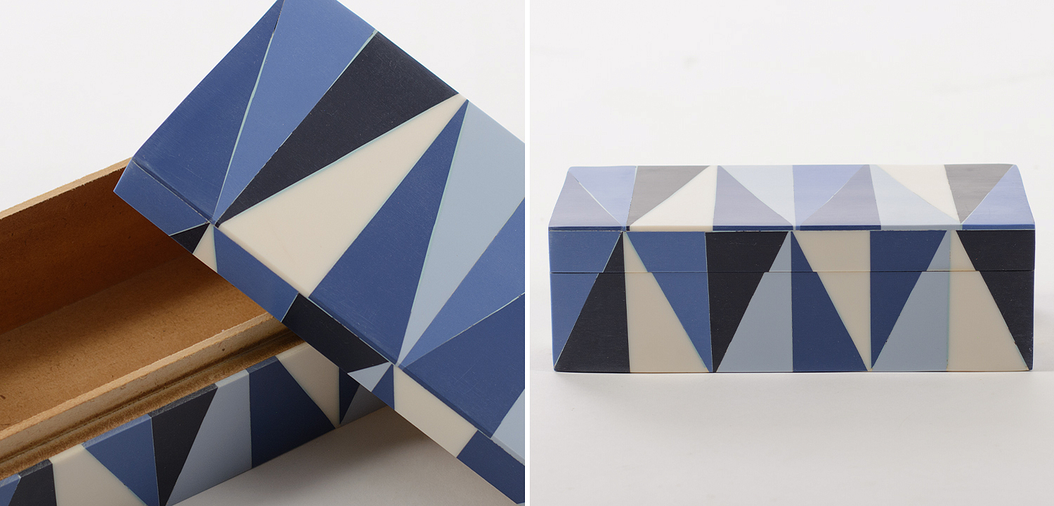 Шкатулка Blue White Triangles Bone Inlay Box Шкатулка Blue White Triangles Bone Inlay Box - Loft-Concept в Кирове