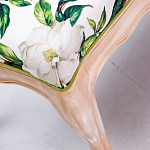 Банкетка из натурального бука золотистая с изображением птиц и цветов Blooming Birds варинант исполнения - 2 | Loft Concept в Кирове