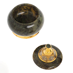 Икорница с крышкой с гравировкой из натурального камня Нефрит Decorative Cavair Dishes варинант исполнения - 7 | Loft Concept в Кирове